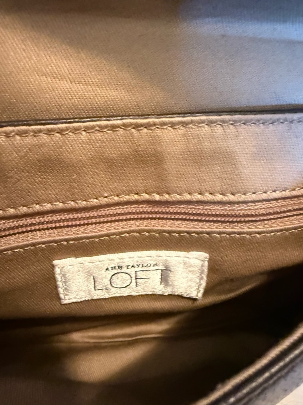 LOFT Dark Brown Baguette Pebbled Leather Shoulder Bag EUC - Picture 8 of 9